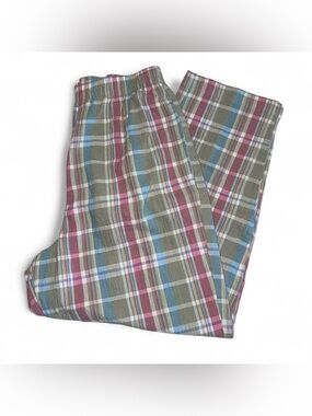 Blair Plaid Elastic-Waist Joggers in Olive, Blue & Burgundy